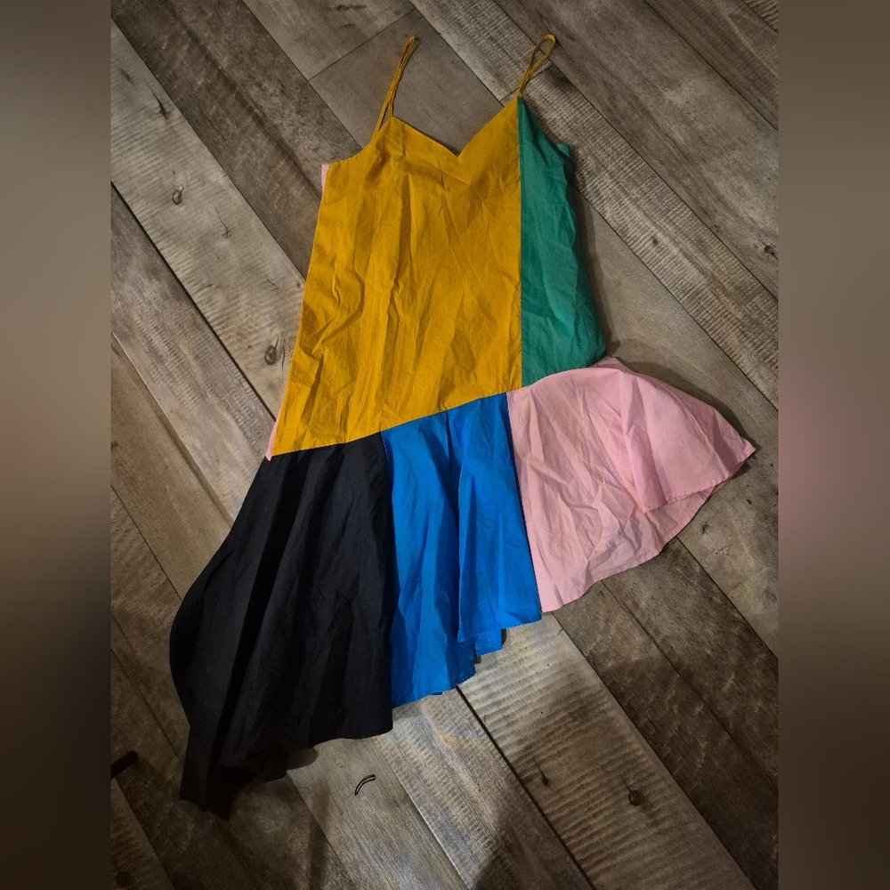 English Factory Slip Mini Dress Asymetrical  Colorblock S - Picture 6 of 8